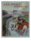 Michelin Tyres are Faster Than Rail!', Front Cover of 'Les Sports Modernes' Magazine, May 1905 Giclée-tryk af Montaut Michelin Tyres are Faster Than Rail!', Front Cover of 'Les Sports Modernes' Magazine, May 1905 Giclée-tryk af Montaut