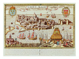 View of the Port and Fortified City of Saint Malo, Located on the Coast of Brittany Giclee Print by French School 