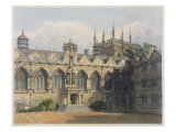 Exterior of Oriel College, Illustration from the 'History of Oxford', Engraved by F.C. Lewis Giclee Print by Frederick Nash