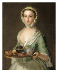 Portrait of a Young Woman, Possibly Hannah, the Artist's Maid, Holding a Tea Tray reproduction procédé giclée par Mercier 