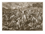Thundering Down the Slope, the Squadrons Broke Through the Line of Skirmishers Giclee-trykk av Stanley Berkeley Thundering Down the Slope, the Squadrons Broke Through the Line of Skirmishers Giclee-trykk av Stanley Berkeley