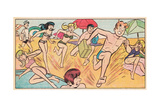 Archie Comics Retro: Archie Comic Panel; Gang on the Beach (Aged) Giclee Print
