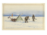 The Sledge Party to White Island, February 1902: Shackleton and Wilson Making Camp, 1902 Giclee Print by Edward Adrian Wilson