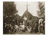 Father Thomas H. Mooney Leading Sunday Mass, 69th New York Infantry Regiment, 1861 reproduction procédé giclée par Mathew Brady