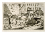 The Device Invented by Nicola Zabaglia in 1748 for Lifting the Obelisk in the Campus Martius Giclee-trykk av G. Balzar