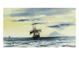 The Last Sight of Mount Discovery: Ss. 'Morning' and 'Terra Nova' Following the 'Discovery' Giclee Print by Edward Adrian Wilson