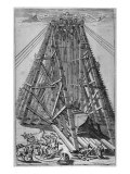 Erecting the Ancient Egyptian Obelisk in St. Peter's Square, Rome, Engraved by Alessandro Specchi Giclee Print by Carlo Fontana