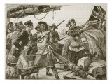 Chinese Officers Hauling Down the British Flag on the 'Arrow', 8th October, 1856 Giclee Print by William Heysham Overend
