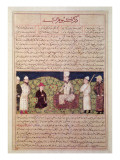 King Surrounded by Courtiers, Illustration from a Page of the 'Universal History' Giclee Print by Persian School 