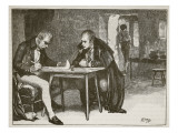 The Agents of Britain and Sweden Signing the Treaty Against Napoleon Giclee Print by English School 