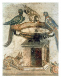 Birds and an Ambushing Cat, from Pompeii, 1st Century Ad Reproduction procédé giclée