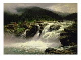 Norwegian Waterfall, at Lofor in Valders, 1905 Giclée-Druck von Karl Von Eckenbrecher