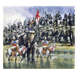 King Porus' Army Facing Alexander the Great in the Torrential Rain Giclee Print by Ron Embleton