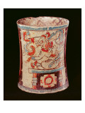 Cylindrical Vessel Depicting a Deity with Speech Curls Giclee Print by Mayan 