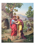 The Parting of David and Jonathan, Illustration from a Catechism, C.1860 Giclee Print by Eugene Ronjat