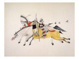 Red Walker and a Companion Fleeing from Pursuing Crow Indians Giclee Print by Kills Two 
