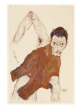 Self Portrait in a Jerkin with Right Elbow Raised, 1914 Giclée-Druck von Schiele 