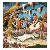 The Lost Boys' Concern for Injured Wendy, Illustration from 'Peter Pan' by J.M. Barrie reproduction procédé giclée par Nadir Quinto