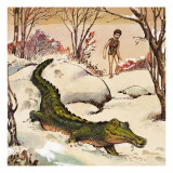 Peter Follows the Crocodile, Illustration from 'Peter Pan' by J.M. Barrie reproduction procédé giclée par Nadir Quinto