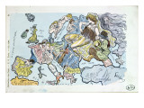 Postcard Depicting the Countries of Europe as Women Giclee-trykk av Gil Baer Postcard Depicting the Countries of Europe as Women Giclee-trykk av Gil Baer