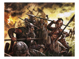 Leif Ericsson's Men Being Attacked by Indians Giclee Print by Oliver Frey