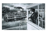 Samuel Clemens - Mark Twain - at Work on the Mississippi Giclee Print by Paul Rainer