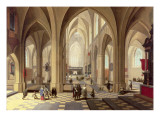 Interior of a Gothic Cathedral with the Priest Saying Mass Reproduction procédé giclée par Pieter Neeffs the Elder