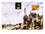 Columbus Arriving in Watling Island in the Bahamas Giclee Print by Oliver Frey