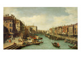 The Grand Canal Near the Rialto Bridge, Venice, C.1730 reproduction procédé giclée par Canaletto 