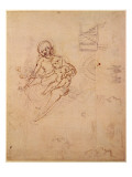 Studies for a Virgin and Child and of Heads in Profile and Machines, C.1478-80 reproduction procédé giclée par Leonardo da Vinci 