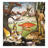 A Squaw and Braves, Illustration from 'Peter Pan' by J.M. Barrie reproduction procédé giclée par Nadir Quinto