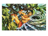 Odysseus Hanging on to a Fig Tree to Escape the Whirlpool reproduction procédé giclée par Payne 