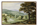 A River Valley with a Swineherd Resting under a Tree in the Foreground, a Hamlet Beyond Giclee Print by Marten Ryckaert