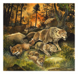 Animals United in Terror as They Flee from a Forest Fire, 1970 Giclee Print by G. W Backhouse