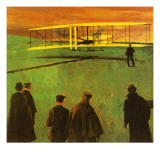 The First Flight by the Wright Brothers at Kitty Hawk Giclee Print by English School 
