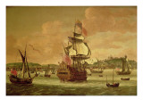 Charles Ii on Board a Two-Decker Man-O'-War Off Dover, C.1675 Reproduction procédé giclée par Jacob Knyff