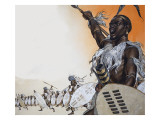 Chaka in Battle at the Head of the Regiment of Tulwana Impi Giclee Print by Mcbride 