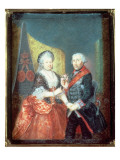 King Frederick Ii and His Wife, Elizabeth Christine, 1758 Reproduction procédé giclée par Anton Friedrich Konig