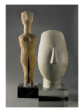 (Lto R) Figurine with Crossed Arms, Cycladic; Head of a Woman, Fragment of a Statue Giclee Print