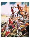 How Arthur Wellesley, First Duke of Wellington, Defeated the Sultan of Mysore Giclee-trykk av Robert Brook