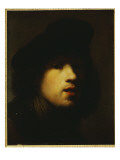 Portrait of the Artist, Head and Shoulders, in a Black Beret and a Gorget Giclee Print by Rembrandt van Rijn 