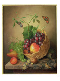 A Basket of Grapes and Apples on a Marble Ledge Giclée-Druck von Willem Verbeet