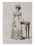 Evening Dress, Fashion Plate from Ackermann's Repository of Arts Giclée-Druck von English School 