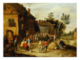 Wedding Feast in the Courtyard of a Village Inn reproduction procédé giclée par Jan Van, The Elder Kessel