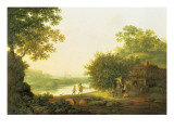 Applepickers, by a Cottage in a Wooded Landscape with Chichester Beyond Giclee Print by George Smith