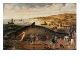 The Whale Beached Between Scheveningen and Katwijk, January 1617 Impressão giclée por Esaias II van de Velde