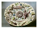 Rustique Figuline' Dish with a White Background Lámina giclée por Bernard Palissy