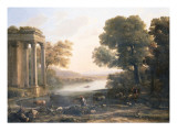 A Pastoral Landscape with Ruined Temple, C.1638 Reproduction procédé giclée par Claude Lorrain