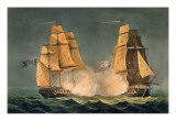 The Capture of La Nereide, December 21st 1797, Engraved by Thomas Sutherland reproduction procédé giclée par Thomas Whitcombe