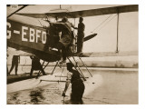 Alan Cobham Climbing into His Plane before Setting Off for Australia, Rochester, 1926 Giclee Print by English Photographer 